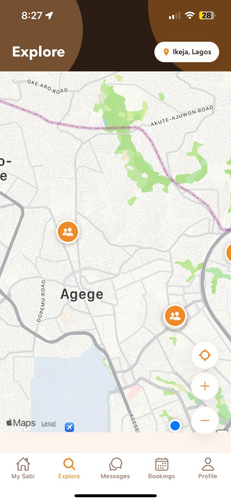 Mobile explore map screen